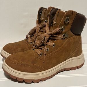 Roxy Women’s Bootie Marija Lace up Heel Pull Tab Faux Leather Suede Upper Size 6